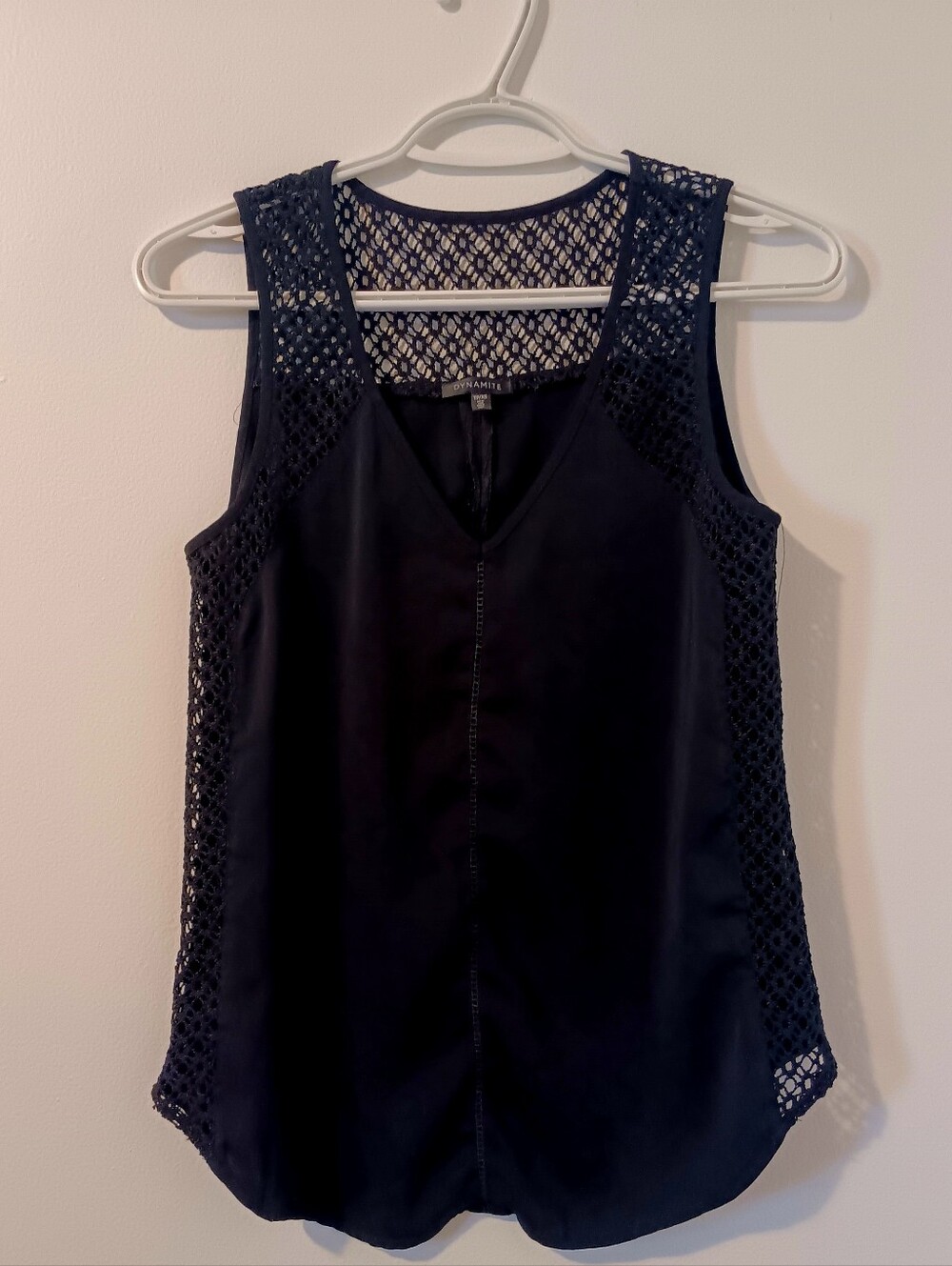 Dynamite Black Crochet-Trim V-Neck Camisole